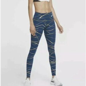 Nike Dri-Fit Icon Clash FAST Women’s Running Tights — Blue/Gold — Size XS